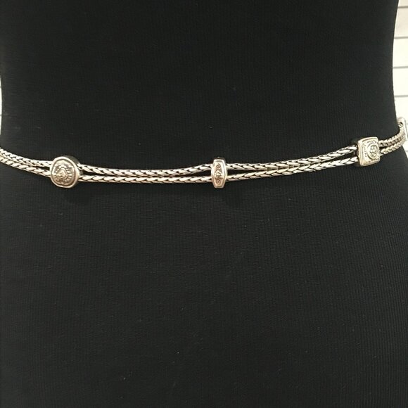 Brighton Belt Womens Small Silver Heart Charm Double Strand Boho Southwestern - Picture 7 of 10